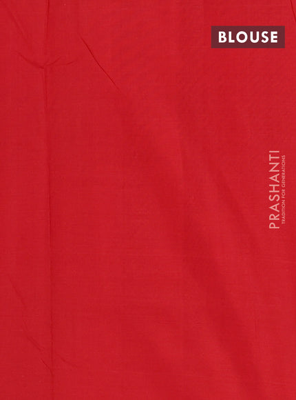 Ikat cotton saree grey and kumkum red with plain body and ikat style border