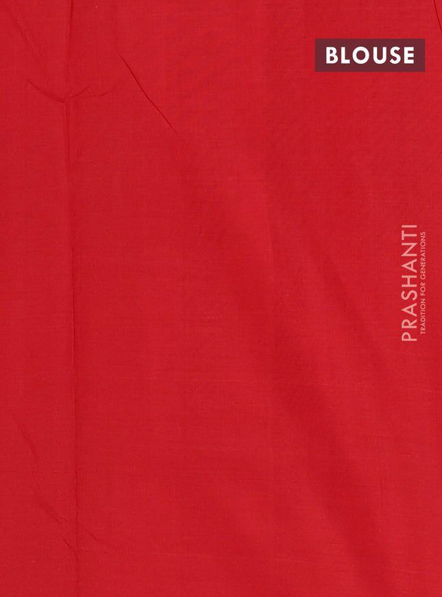 Ikat cotton saree grey and kumkum red with plain body and ikat style border