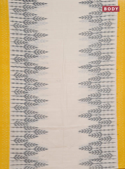 Ikat cotton saree cream and yellow with plain body and ikat style border