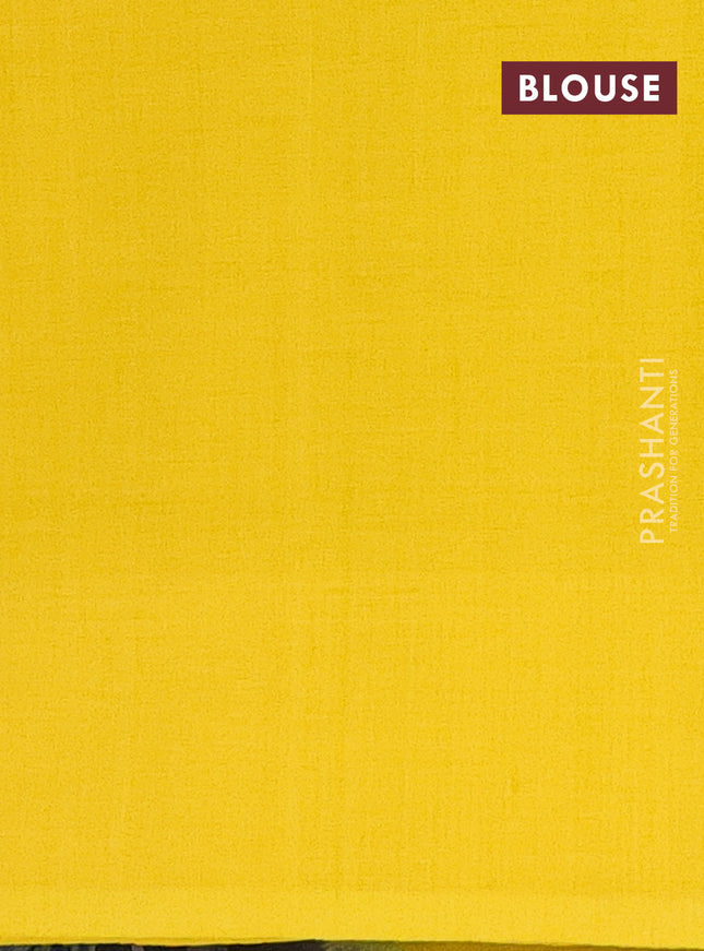 Ikat cotton saree peacock blue and yellow with allover ikat weaves and simple border