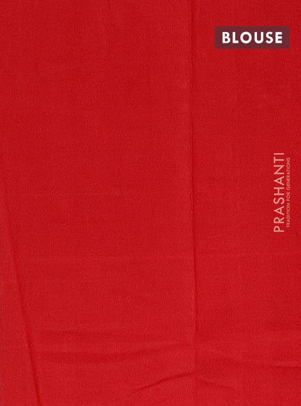 Ikat cotton saree peacock blue and red with allover ikat weaves and simple border