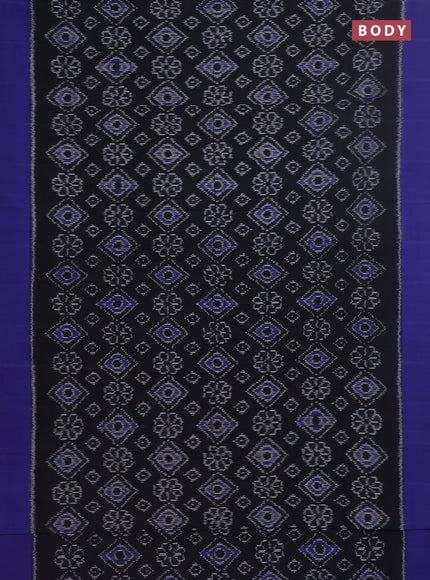 Ikat cotton saree black and blue with allover ikat weaves and simple border