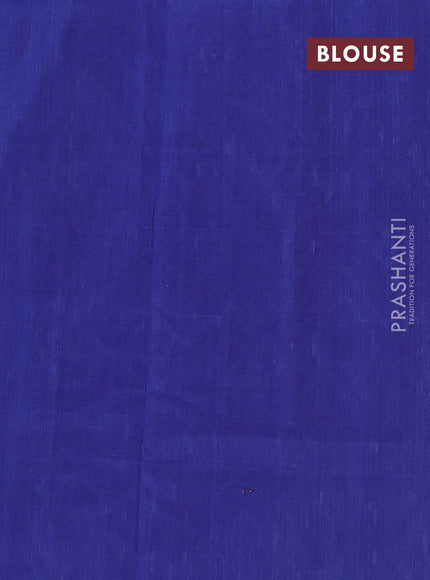 Ikat cotton saree black and blue with allover ikat weaves and simple border