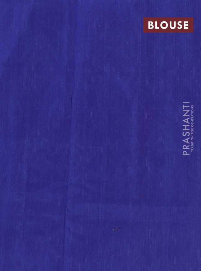 Ikat cotton saree black and blue with allover ikat weaves and simple border