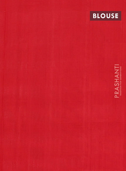 Ikat cotton saree off white black and red with stripes pattern and simple border