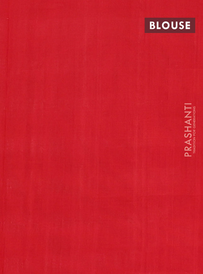 Ikat cotton saree off white black and red with stripes pattern and simple border