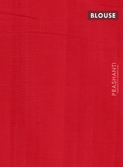 Ikat cotton saree dark blue and red with allover zig zag ikat weaves and simple border