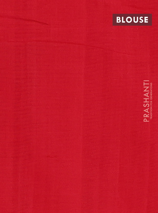 Ikat cotton saree dark blue and red with allover zig zag ikat weaves and simple border