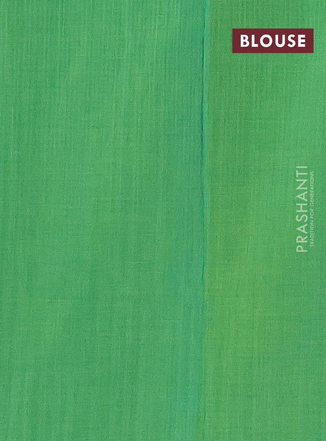 Ikat cotton saree grey and green with allover ikat butta weaves and ikat style border