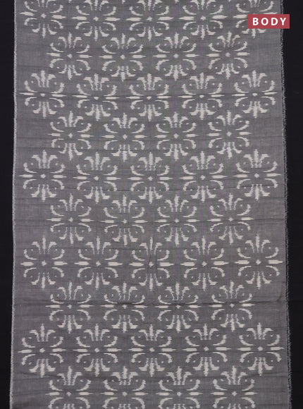 Ikat cotton saree grey and black with allover ikat weaves and simple border