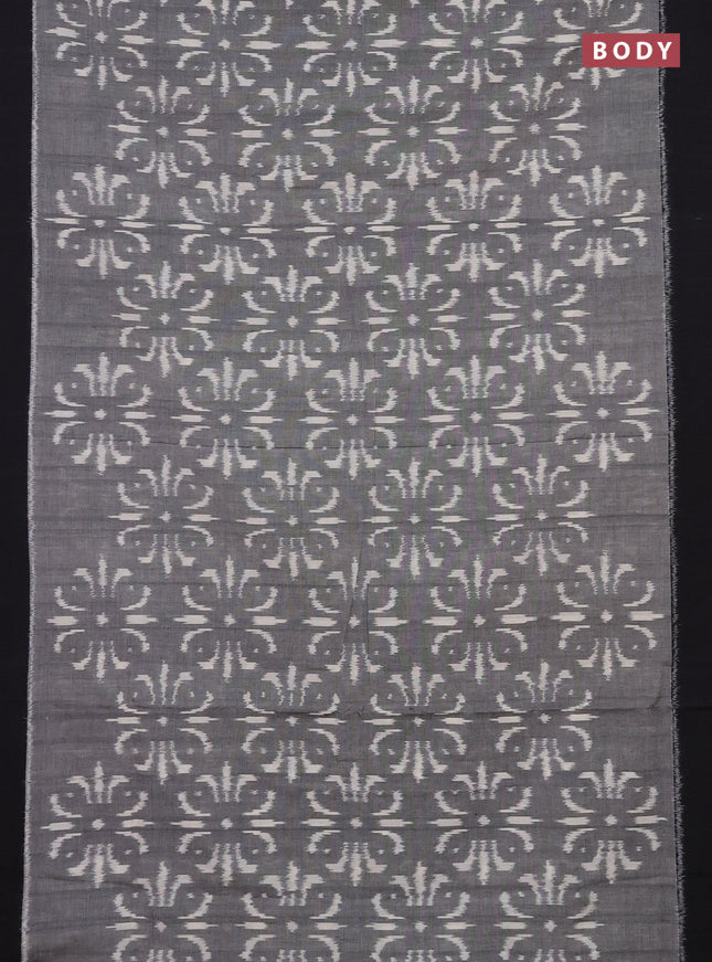 Ikat cotton saree grey and black with allover ikat weaves and simple border