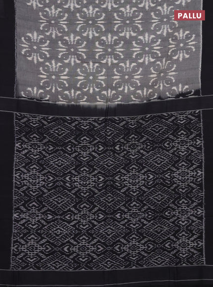 Ikat cotton saree grey and black with allover ikat weaves and simple border