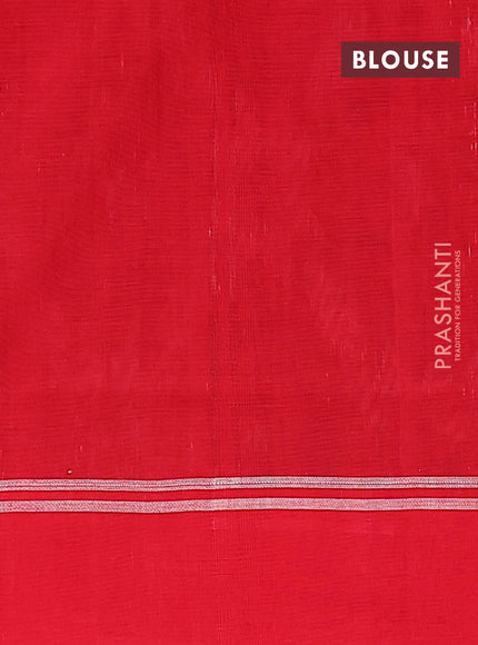 Ikat cotton saree black and red with plain body and rettapet zari woven border