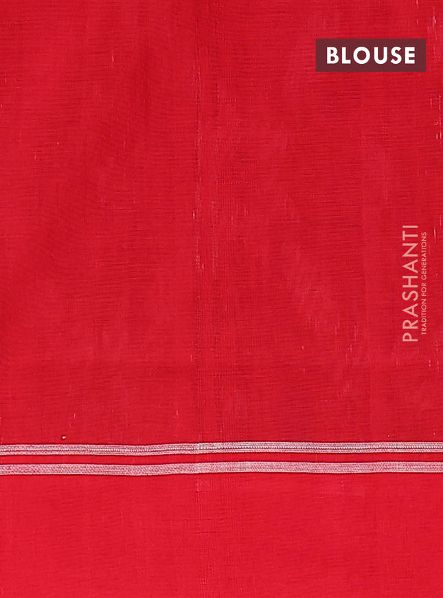 Ikat cotton saree black and red with plain body and rettapet zari woven border