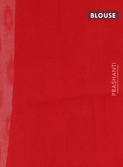 Ikat cotton saree cream and red with allover ikat butta weaves and temple design simple border