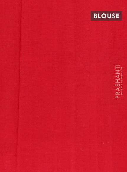 Ikat cotton saree blue and red with allover ikat weaves and long ikat style border