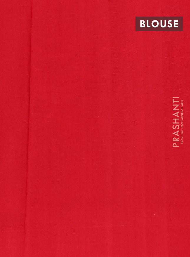 Ikat cotton saree blue and red with allover ikat weaves and long ikat style border