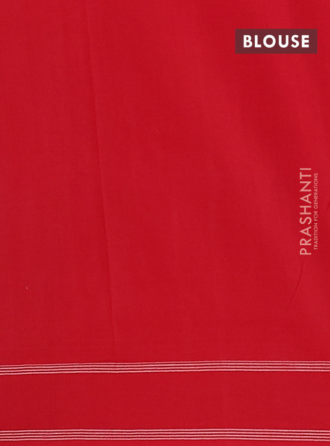 Ikat cotton saree blue shade and red with allover ikat weaves and rettapet border