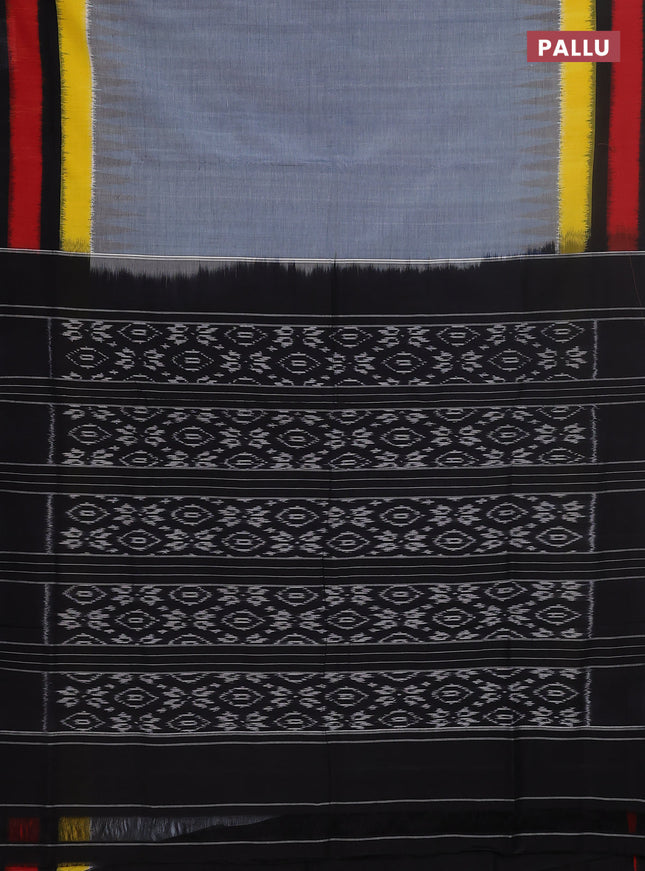 Ikat cotton saree grey and tri colour with plain body and simple border