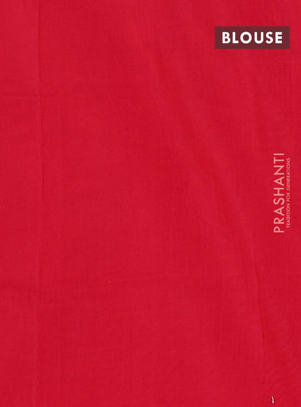 Ikat cotton saree cream and red with allover ikat butta weaves and long ikat style border