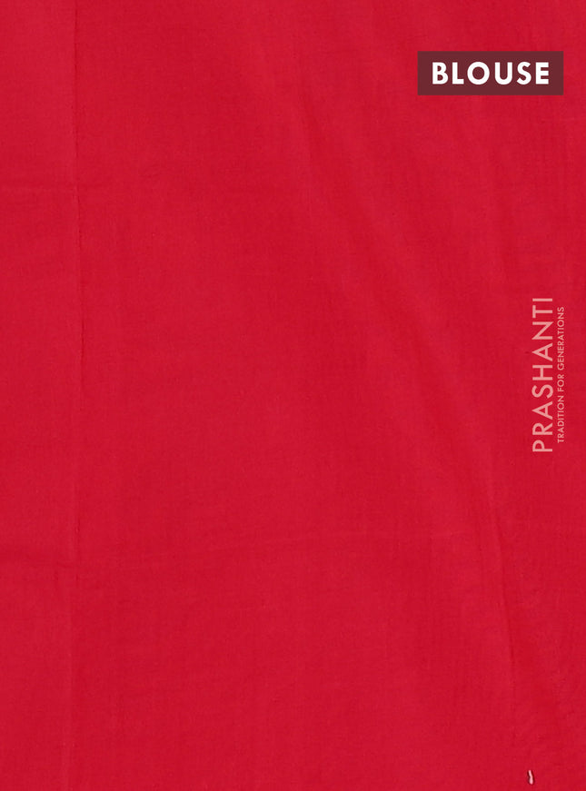 Ikat cotton saree cream and red with allover ikat butta weaves and long ikat style border