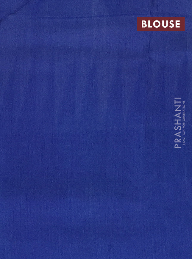 Ikat cotton saree cream and blue with allover ikat butta weaves and temple design ikat style border