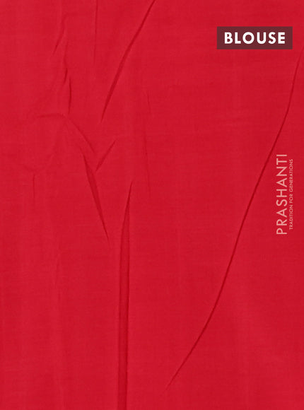 Ikat cotton saree cream and green red with allover ikat butta weaves and long ikat style border