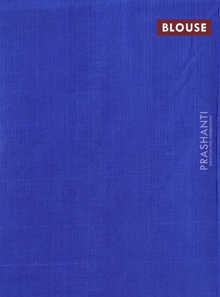 Ikat cotton saree off white and blue with allover ikat weaves and simple border