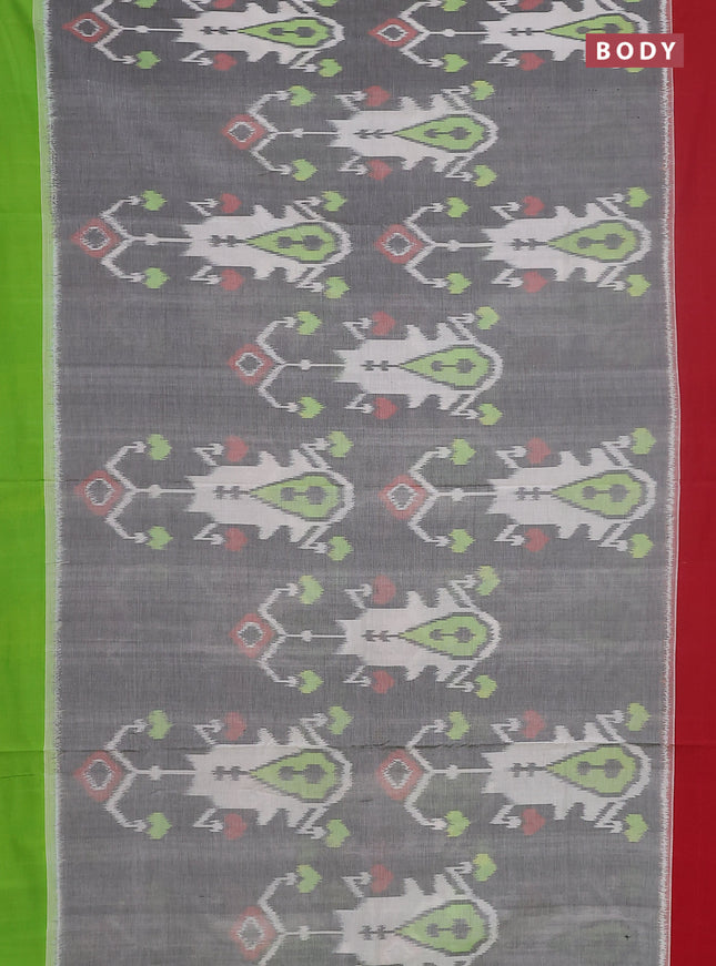 Ikat cotton saree grey with allover ikat weaves and ganga jamuna border