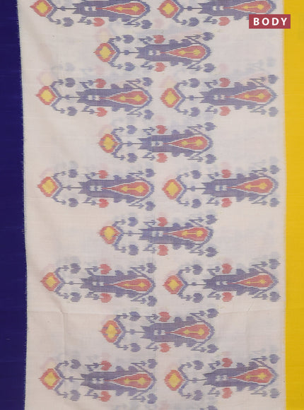 Ikat cotton saree cream with allover ikat weaves and ganga jamuna border