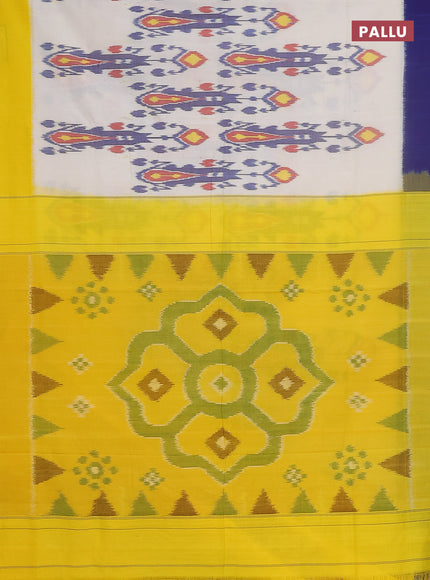 Ikat cotton saree cream with allover ikat weaves and ganga jamuna border