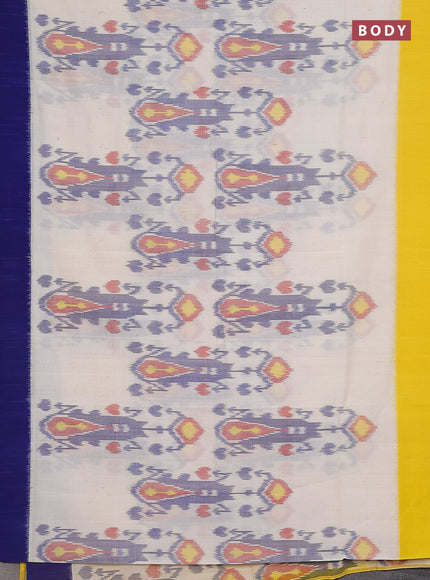 Ikat cotton saree off white with allover ikat weaves and ganga jamuna border