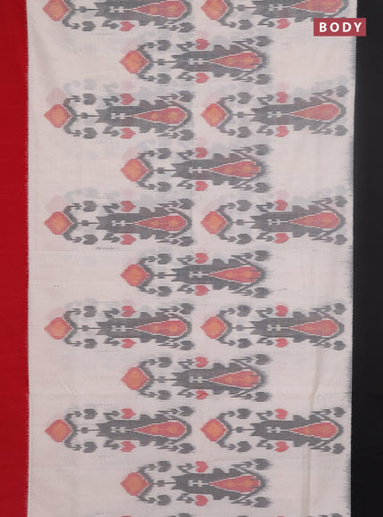 Ikat cotton saree off white with allover ikat weaves and ganga jamuna border