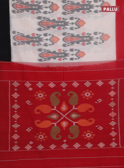 Ikat cotton saree off white with allover ikat weaves and ganga jamuna border