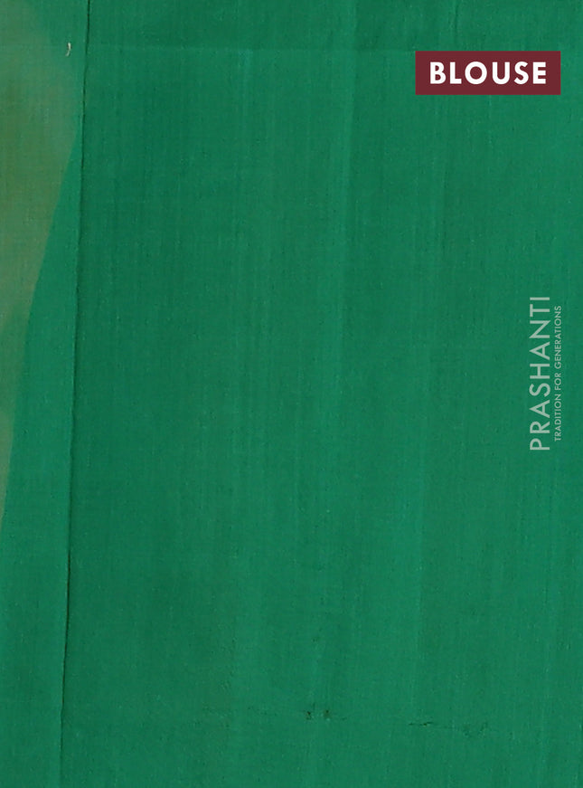 Ikat cotton saree multi colour and green with allover ikat weaves and simple border