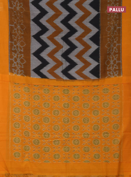 Ikat cotton saree multi colour and mustard shade with allover zig zag weaves and simple border