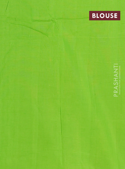 Ikat cotton saree off white and light green with allover ikat weaves and simple border