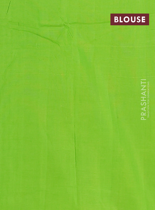Ikat cotton saree off white and light green with allover ikat weaves and simple border
