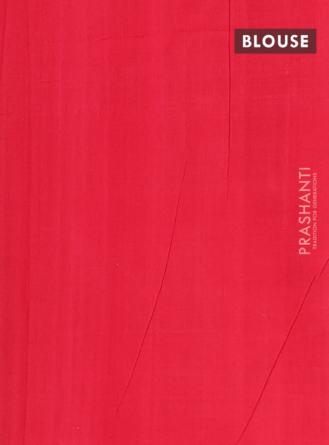 Ikat cotton saree blue and red with allover ikat weaves and simple border