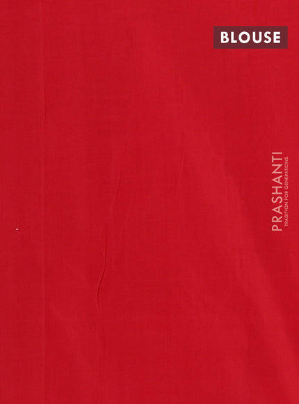 Ikat cotton saree dark green and red with allover ikat weaves and simple border