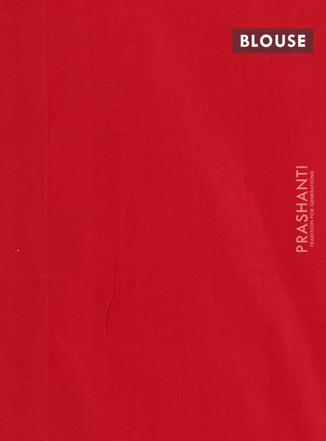 Ikat cotton saree dark green and red with allover ikat weaves and simple border