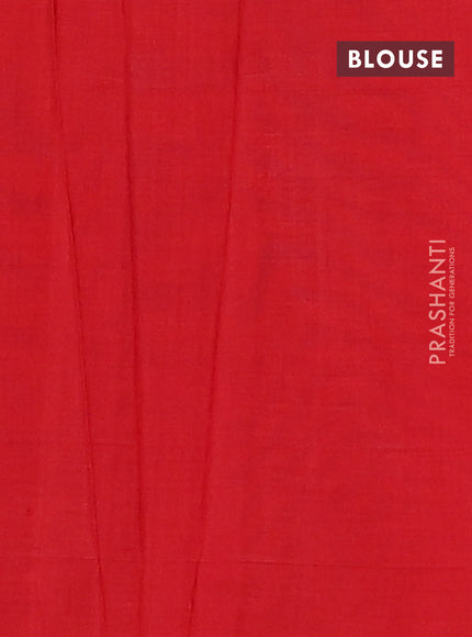 Ikat cotton saree grey and red with allover ikat weaves and simple border