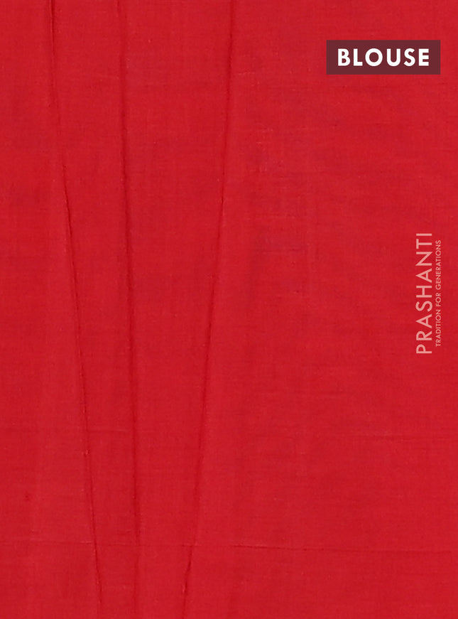 Ikat cotton saree grey and red with allover ikat weaves and simple border