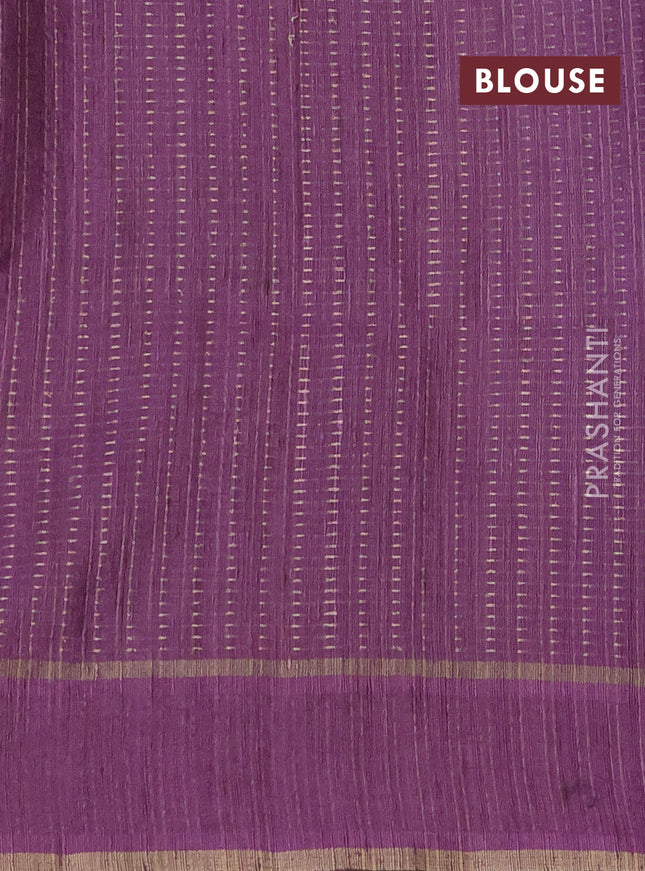 Semi matka saree deep jamun and mild purple with allover zari weaves and rettapet zari woven border