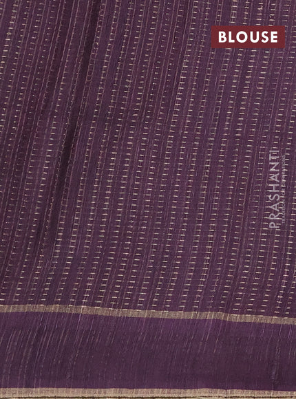 Semi matka saree cream and deep jamun with allover zari weaves and rettapet zari woven border