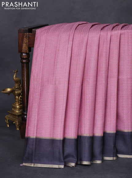 Semi matka saree mauve pink and black with allover zari weaves and rettapet zari woven border