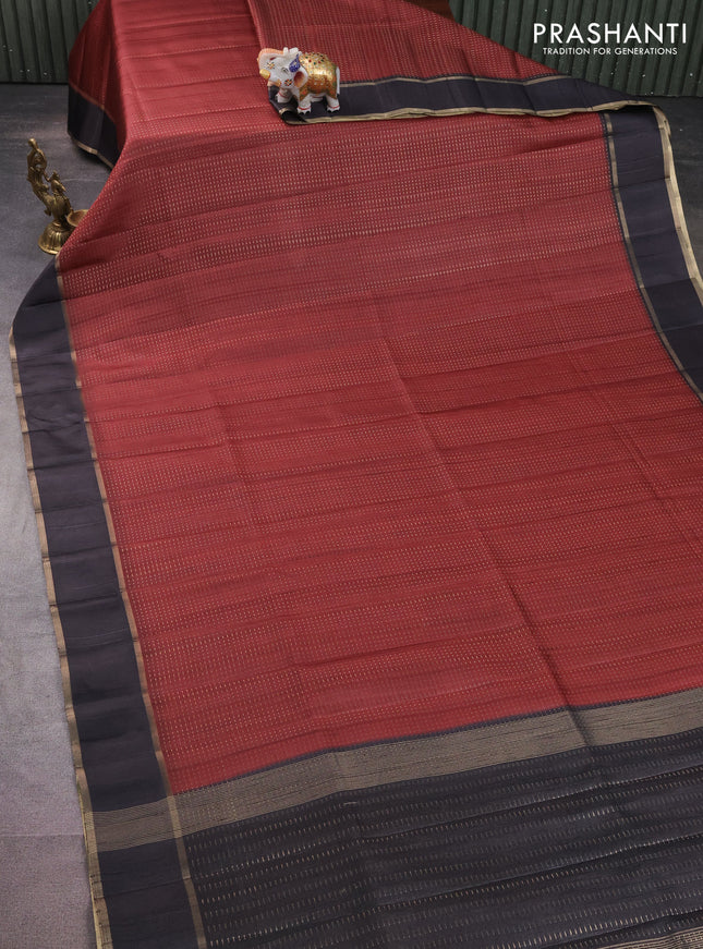 Semi matka saree maroon and black with allover zari weaves and rettapet zari woven border