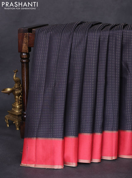 Semi matka saree black and red with allover zari weaves and rettapet zari woven border