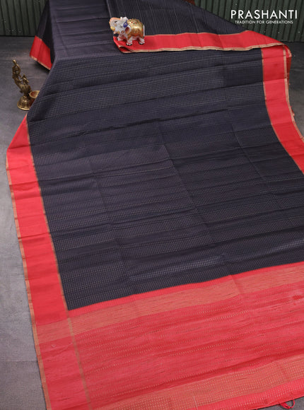 Semi matka saree black and red with allover zari weaves and rettapet zari woven border