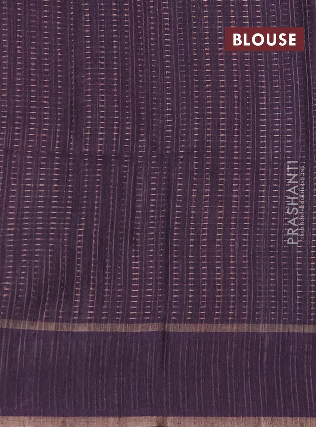 Semi matka saree teal green and deep jamun with allover zari weaves and rettapet zari woven border